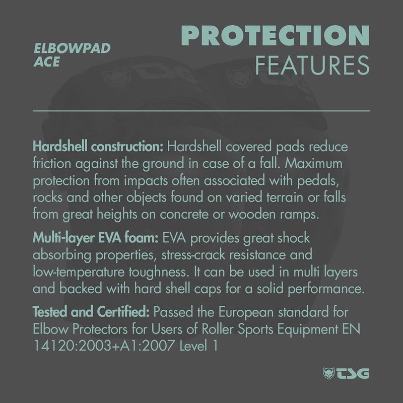 TSG Elbowpad Ace Protective Pads, Hardshell, EVA Foam, PE Elbow Cap, Tear Resistant Nylon, 360 Degree Wrap Strap, Pre Shaped, Horseshoe, Slip On, Pull Over, Skating, Downhill, Black - Image 5